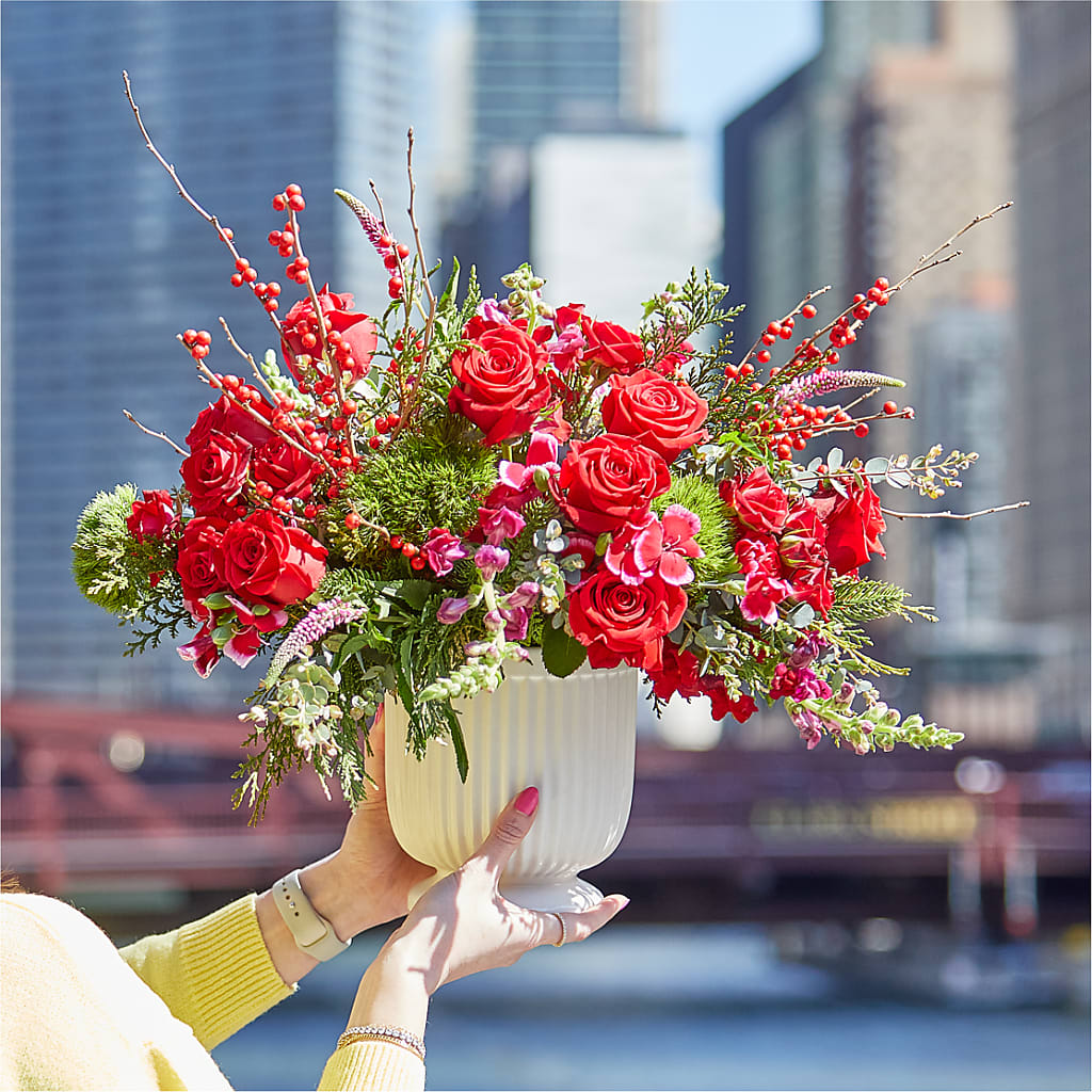 Big Red Bow Bouquet – West Hollywood Florist, West Hollywood CA
