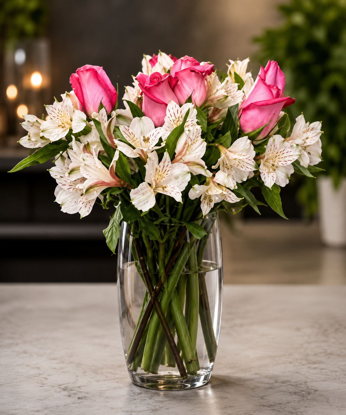 Hot pinks in white – West Hollywood Florist, West Hollywood CA