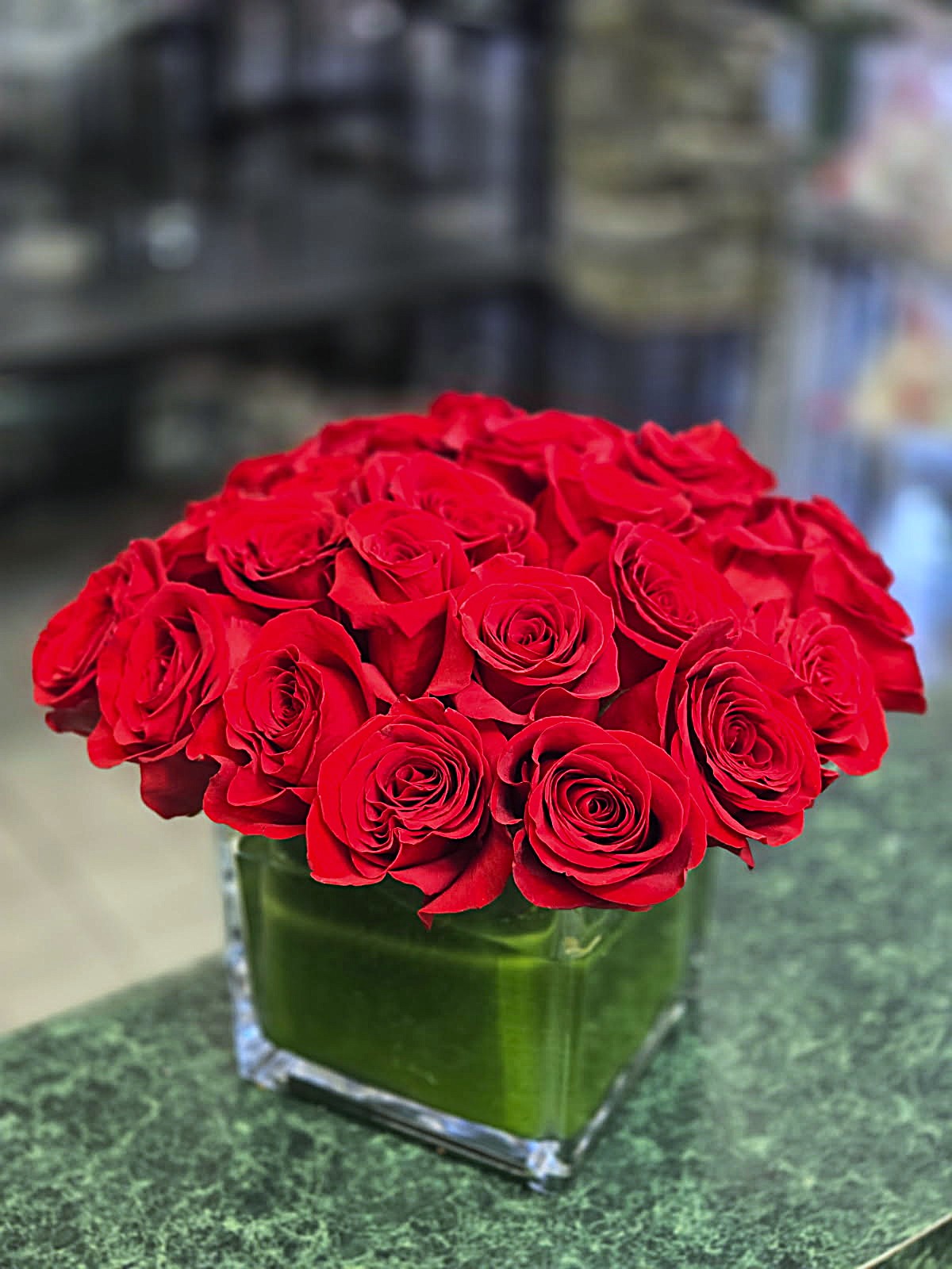 2 Dozen Red Roses Low Profile Design