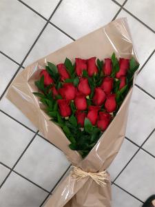 Brown Paper Red Rose Bouquet (shown better)