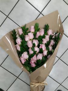 Brown Paper Pink Rose Bouquet (shown better)