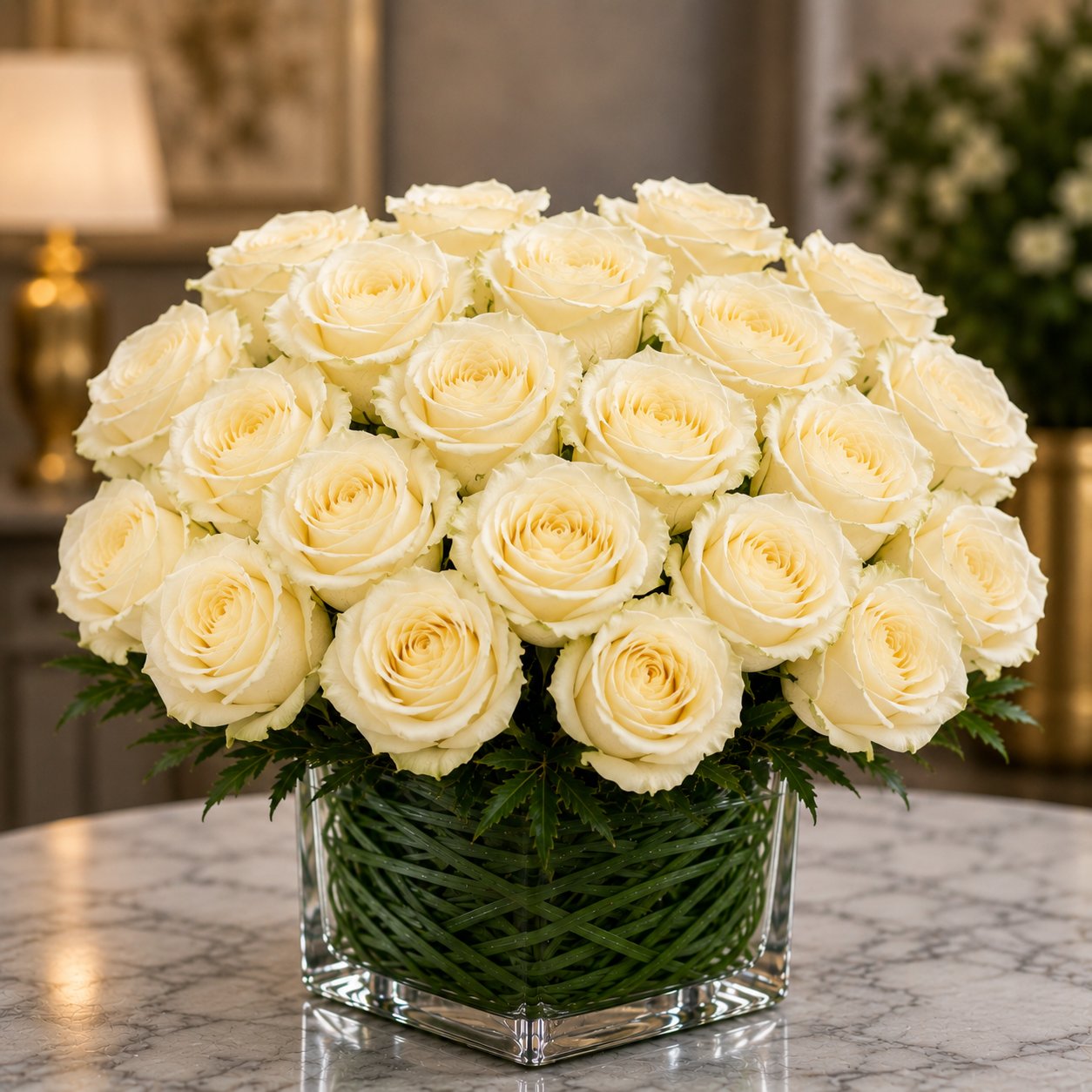 Cube of White Roses – West Hollywood Florist, West Hollywood CA