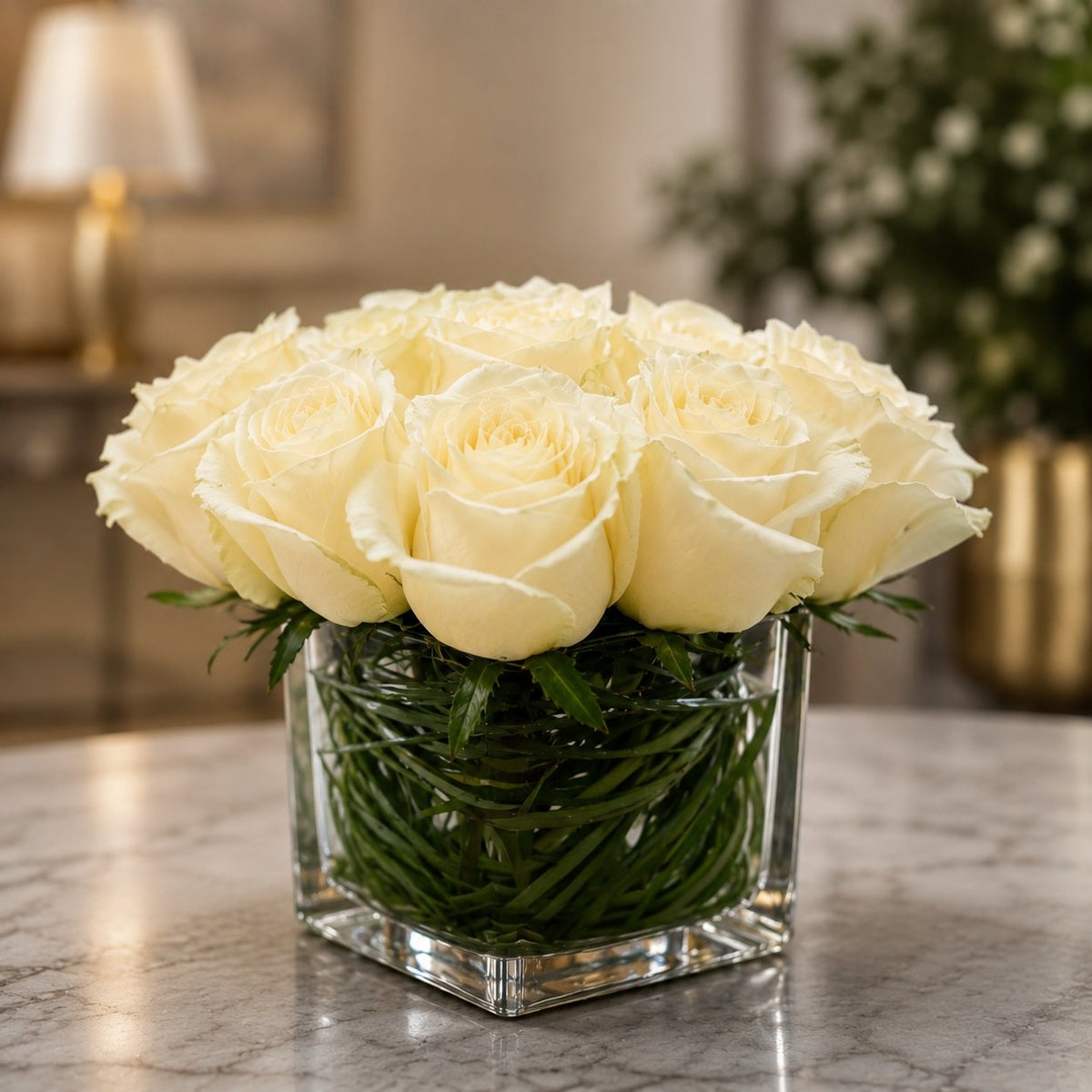 Cube of White Roses – West Hollywood Florist, West Hollywood CA