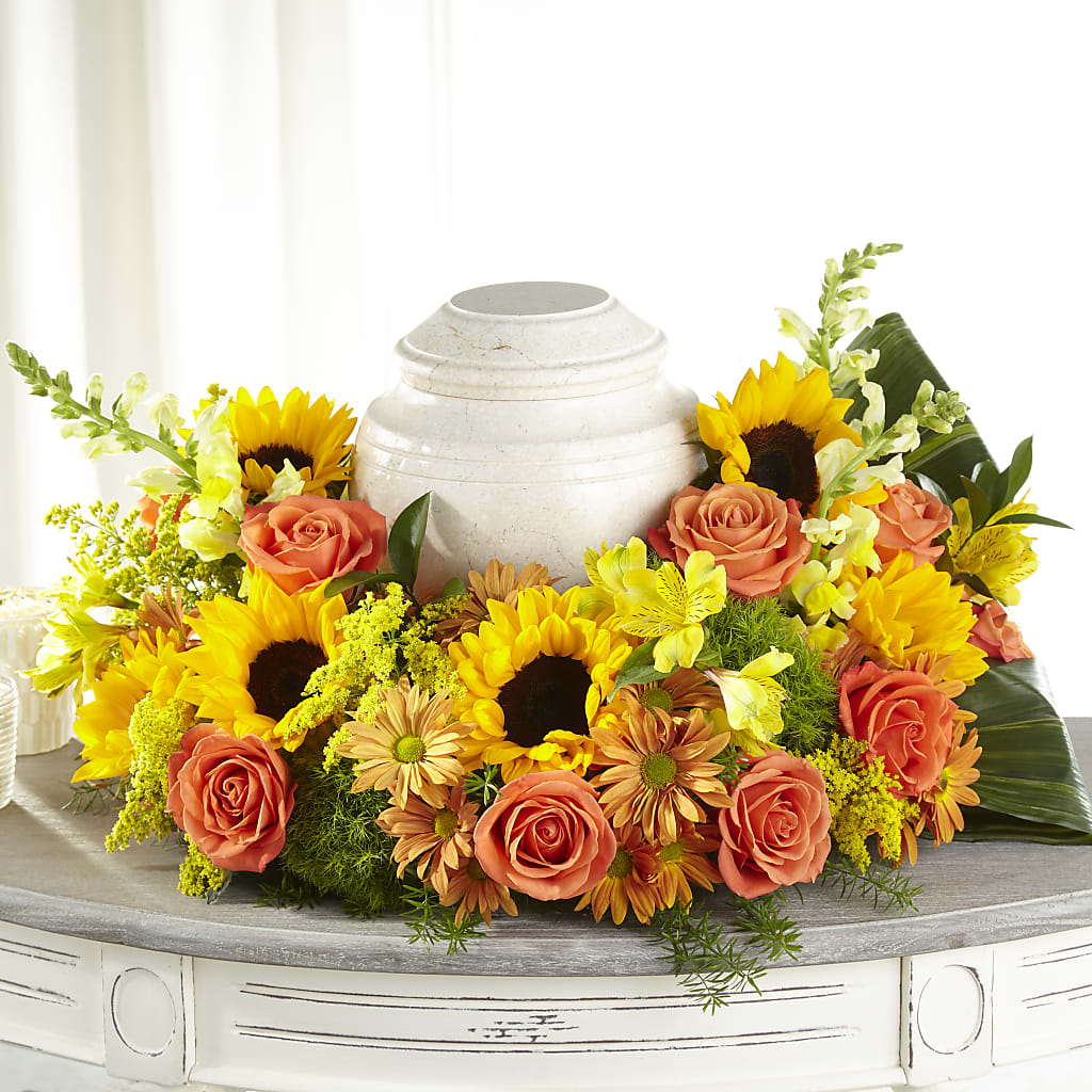 Faithful Sunflower Cremation Adornment – West Hollywood Florist, West Hollywood CA