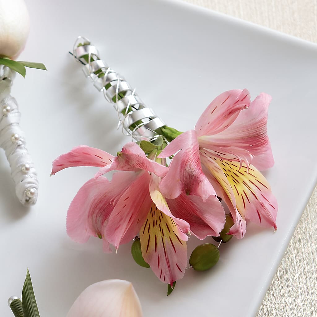 Pink Peruvian Lily Boutonniere – West Hollywood Florist, West Hollywood CA