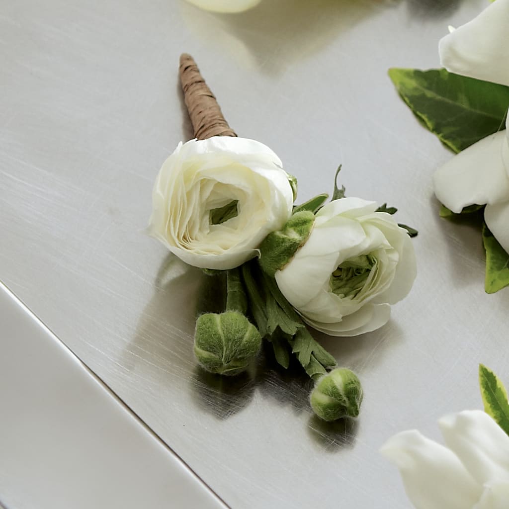 White Ranunculus Boutonniere – West Hollywood Florist, West Hollywood CA