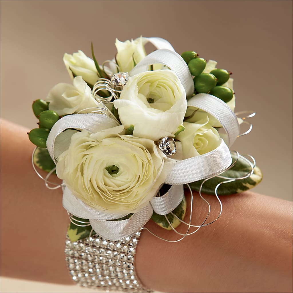 White Wedding Corsage – West Hollywood Florist, West Hollywood CA