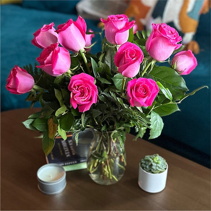 Long Stem Pink Rose Bouquet –  West Hollywood Florist, West Hollywood CA