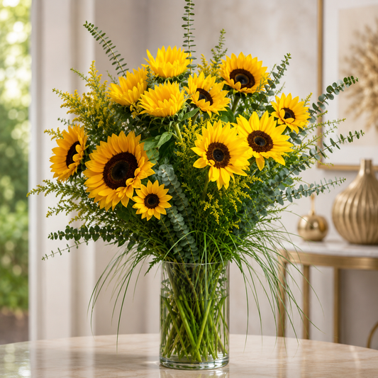 Sunflower Garden Vase –  West Hollywood Florist, West Hollywood CA