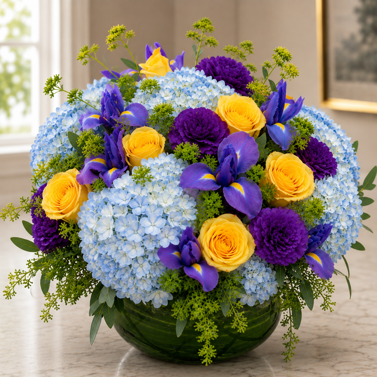 Yellows and Blues –  West Hollywood Florist, West Hollywood CA