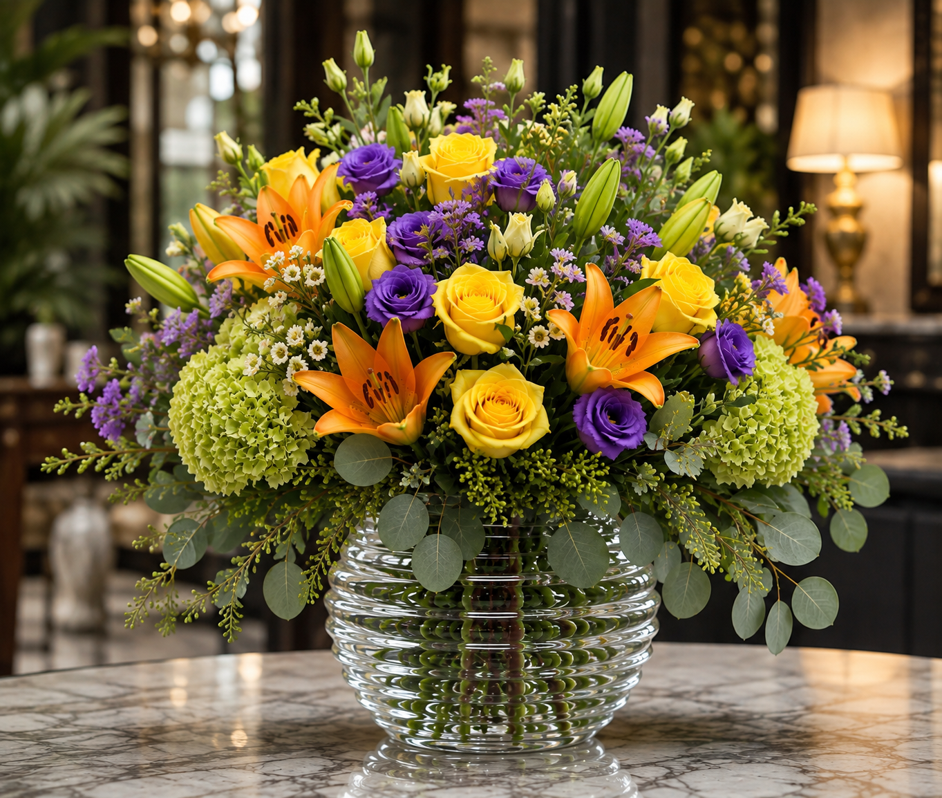Mixed Floral Bubble Bowl  –  West Hollywood Florist, West Hollywood CA