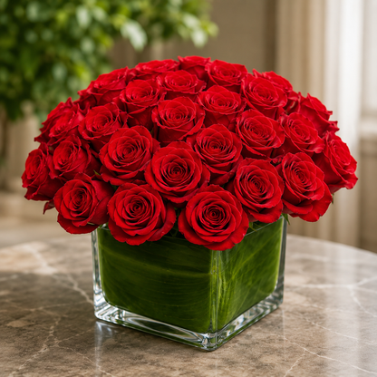 Red Roses Low Profile Design –  West Hollywood Florist, West Hollywood CA