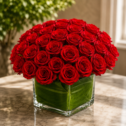 Red Roses Low Profile Design –  West Hollywood Florist, West Hollywood CA