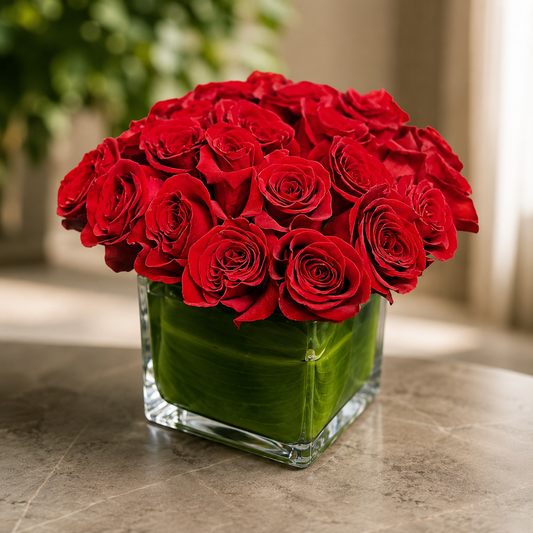 Red Roses Low Profile Design –  West Hollywood Florist, West Hollywood CA