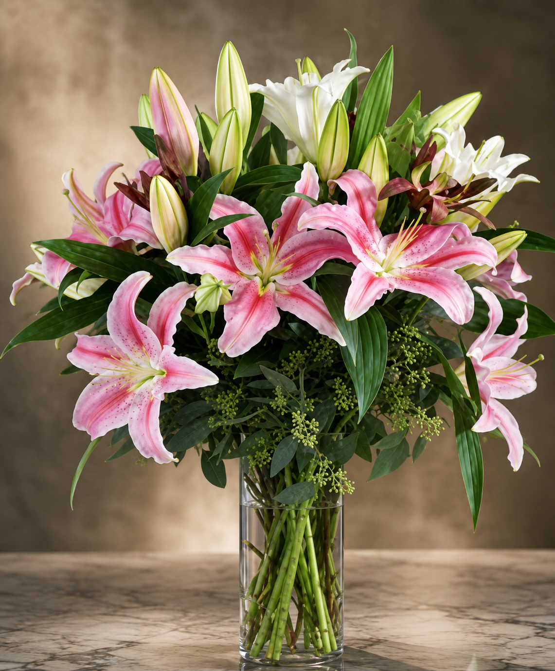 Blooming Lilies Vase –  West Hollywood Florist, West Hollywood CA