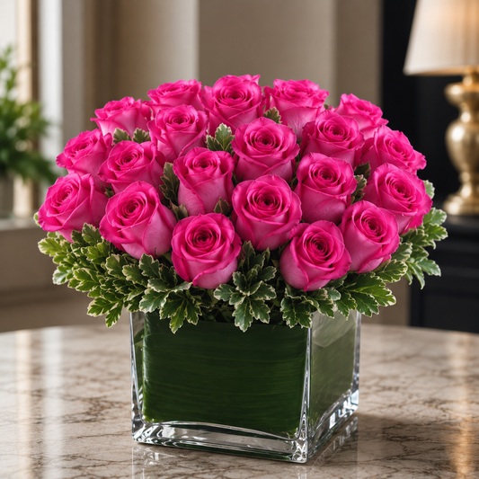 Hot Hot Pink Roses Cubed –  West Hollywood Florist, West Hollywood CA
