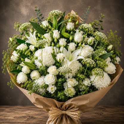 Brown Paper Bouquet (White) –  West Hollywood Florist, West Hollywood CA