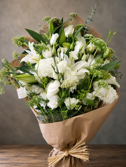 Brown Paper Bouquet (White) –  West Hollywood Florist, West Hollywood CA