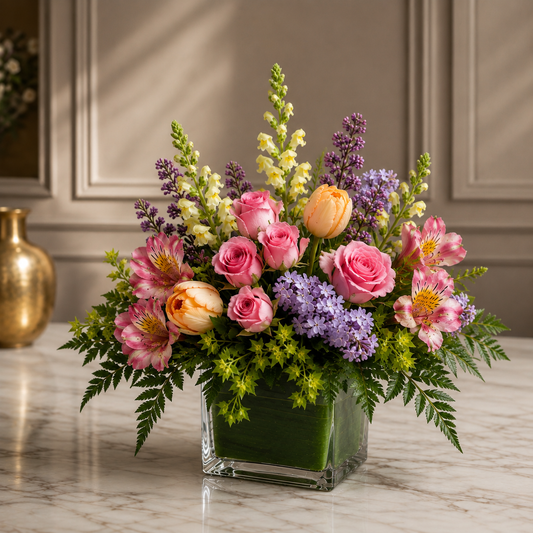 Sophisticated Cube of Flowers –  West Hollywood Florist, West Hollywood CA