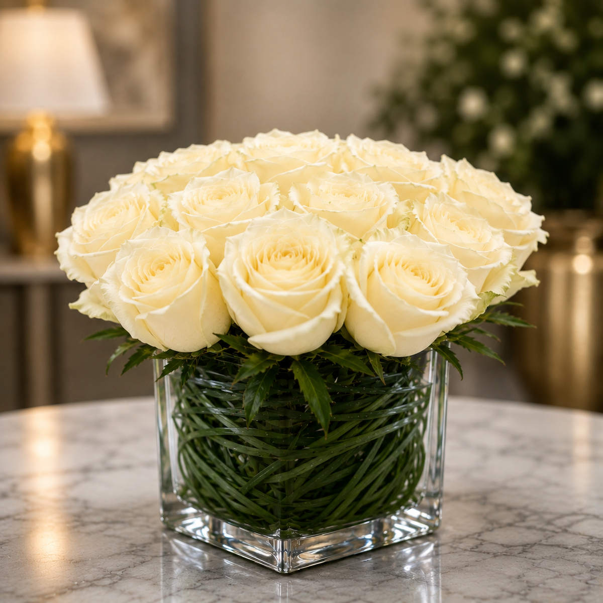 Cube of White Roses –  West Hollywood Florist, West Hollywood CA