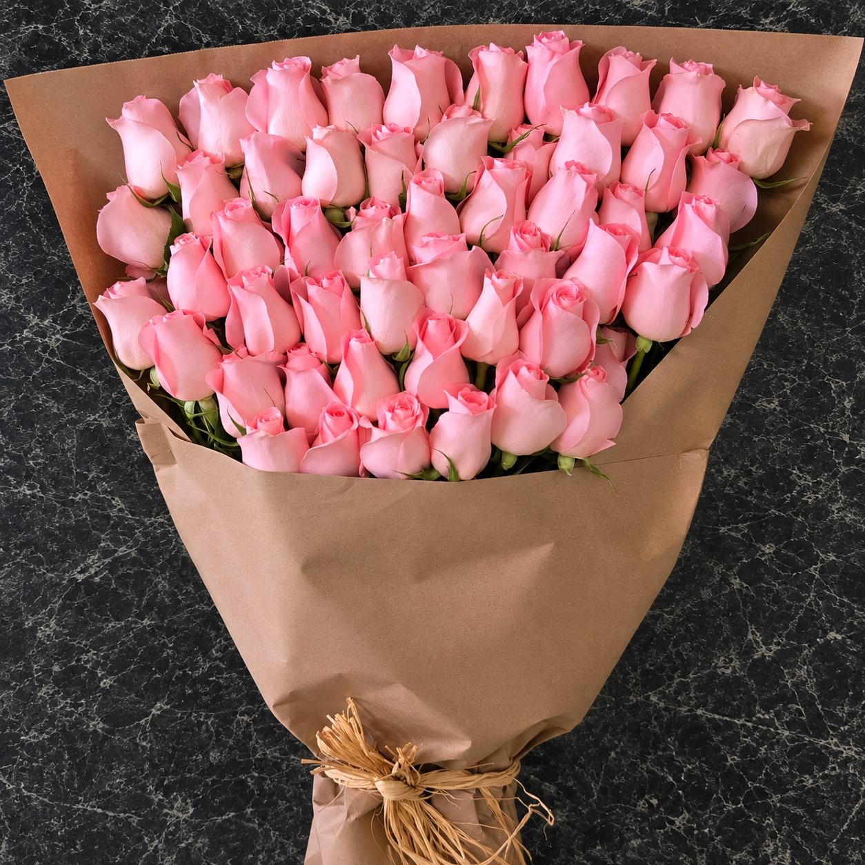50 Pink Roses Bouquet  –  West Hollywood Florist, West Hollywood CA