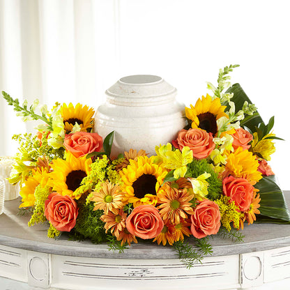 Faithful Sunflower Cremation Adornment –  West Hollywood Florist, West Hollywood CA