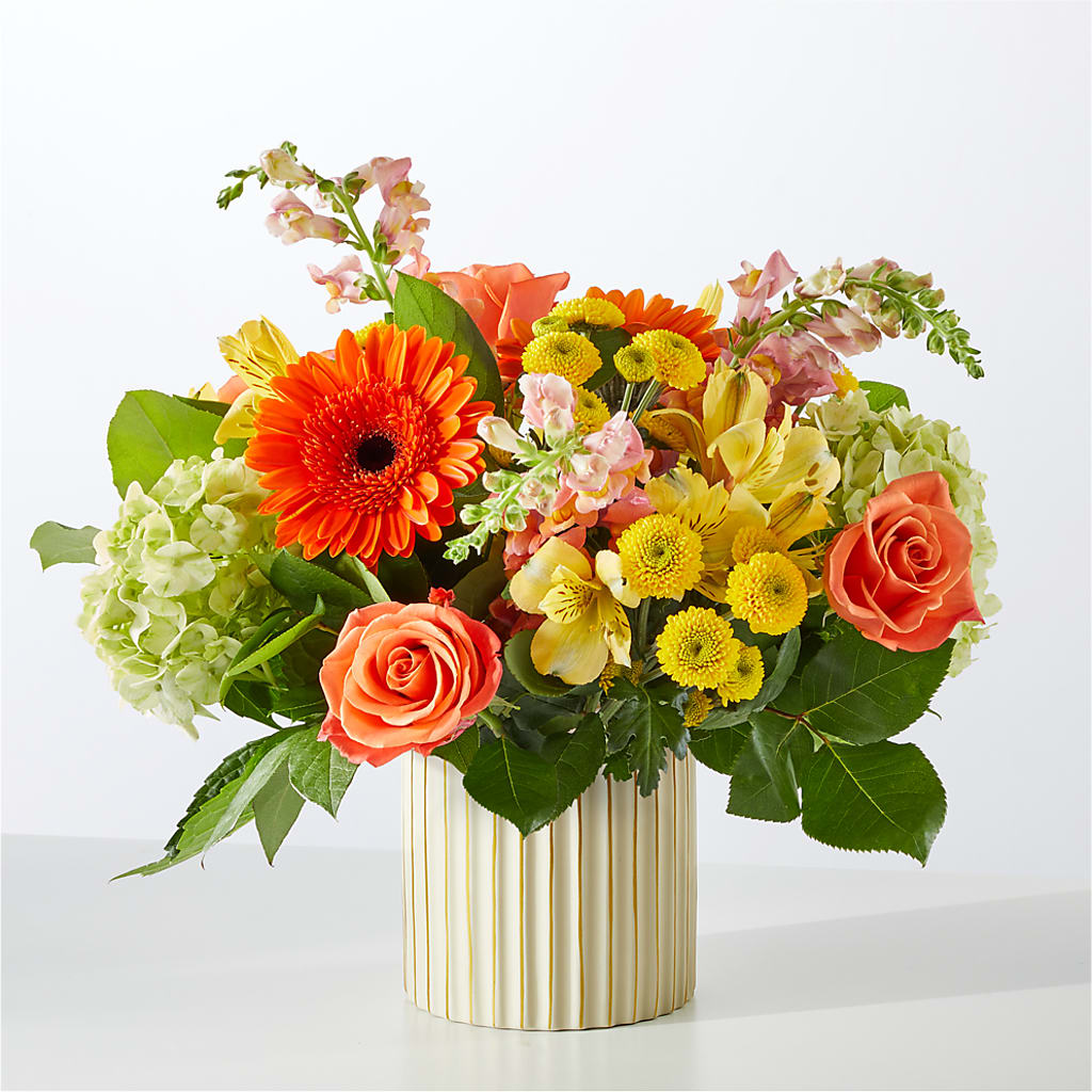 Autumn Sunshine Bouquet with Ivory Vase –  West Hollywood Florist, West Hollywood CA