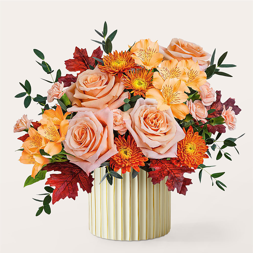 Spiced Latte Bouquet with Ivory Vase –  West Hollywood Florist, West Hollywood CA