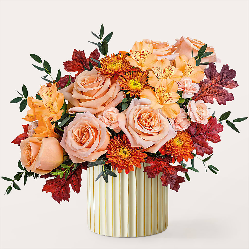 Spiced Latte Bouquet with Ivory Vase –  West Hollywood Florist, West Hollywood CA