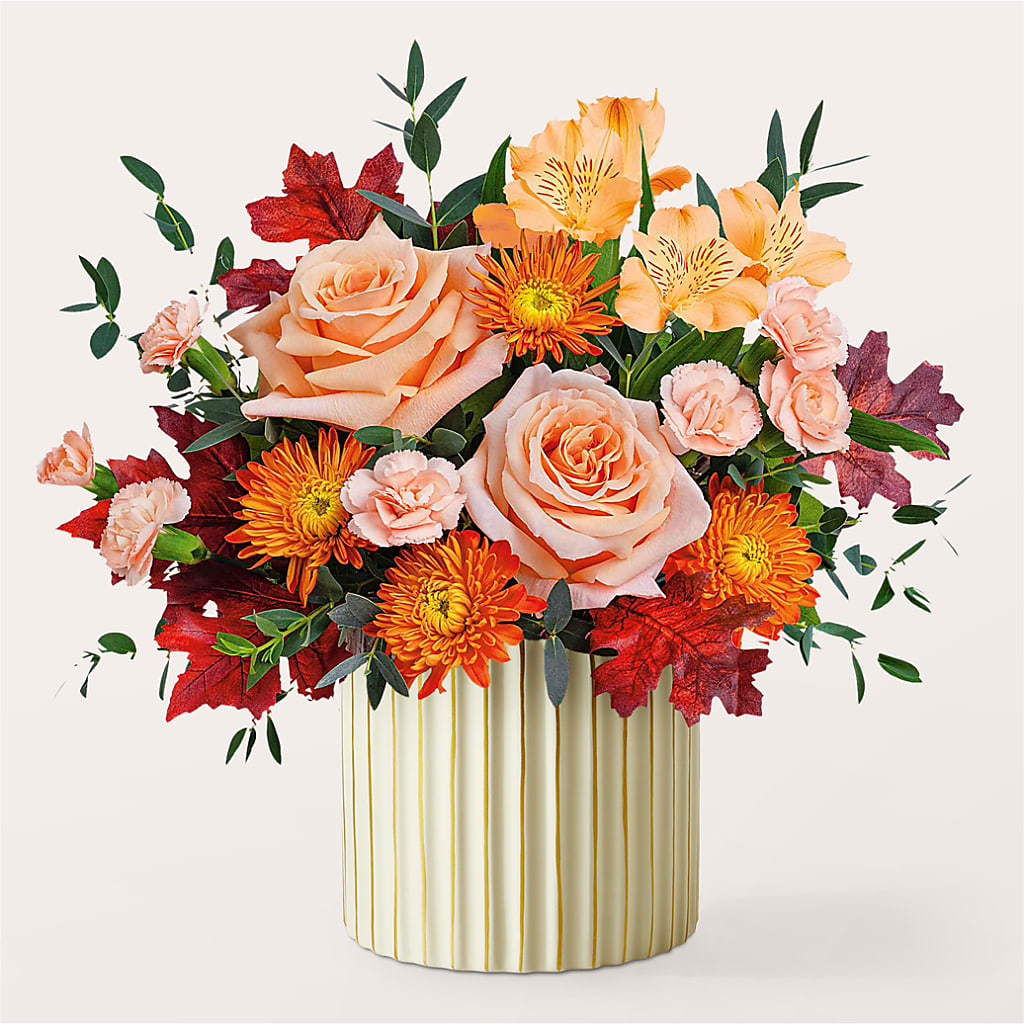 Spiced Latte Bouquet with Ivory Vase –  West Hollywood Florist, West Hollywood CA