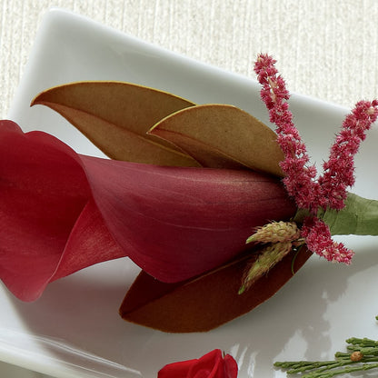 Red Calla Boutonniere –  West Hollywood Florist, West Hollywood CA