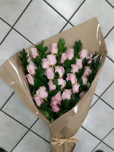 Brown Paper Pink Rose Bouquet  (shown better)