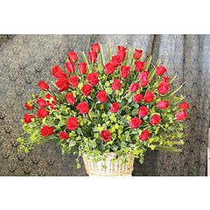 4 Dozen Red Roses in a Basket