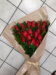 Brown Paper Red Rose Bouquet  (shown better)